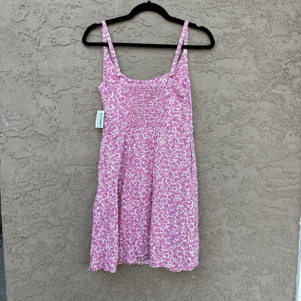 Old Navy Linen Floral Pink And White Mini Dress NWT, MSRP $40 women’s XS - Picture 5 of 5